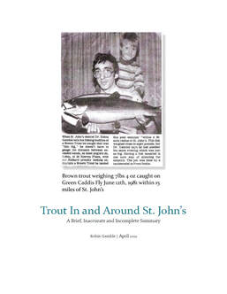 Trout Fishing in and Around St. John's